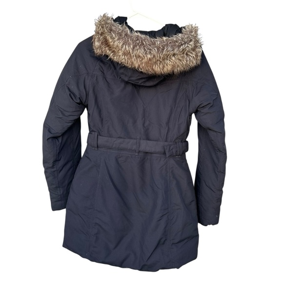 The North Face Goose Down Belted Fur Hood Parka - Size XS Women’s - Navy Blue - Picture 3 of 10